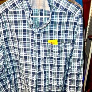 EB2 Eddie Bauer Men’s Lightweight Long SleeveBlue White XXL 67% Poly 33% Cotton